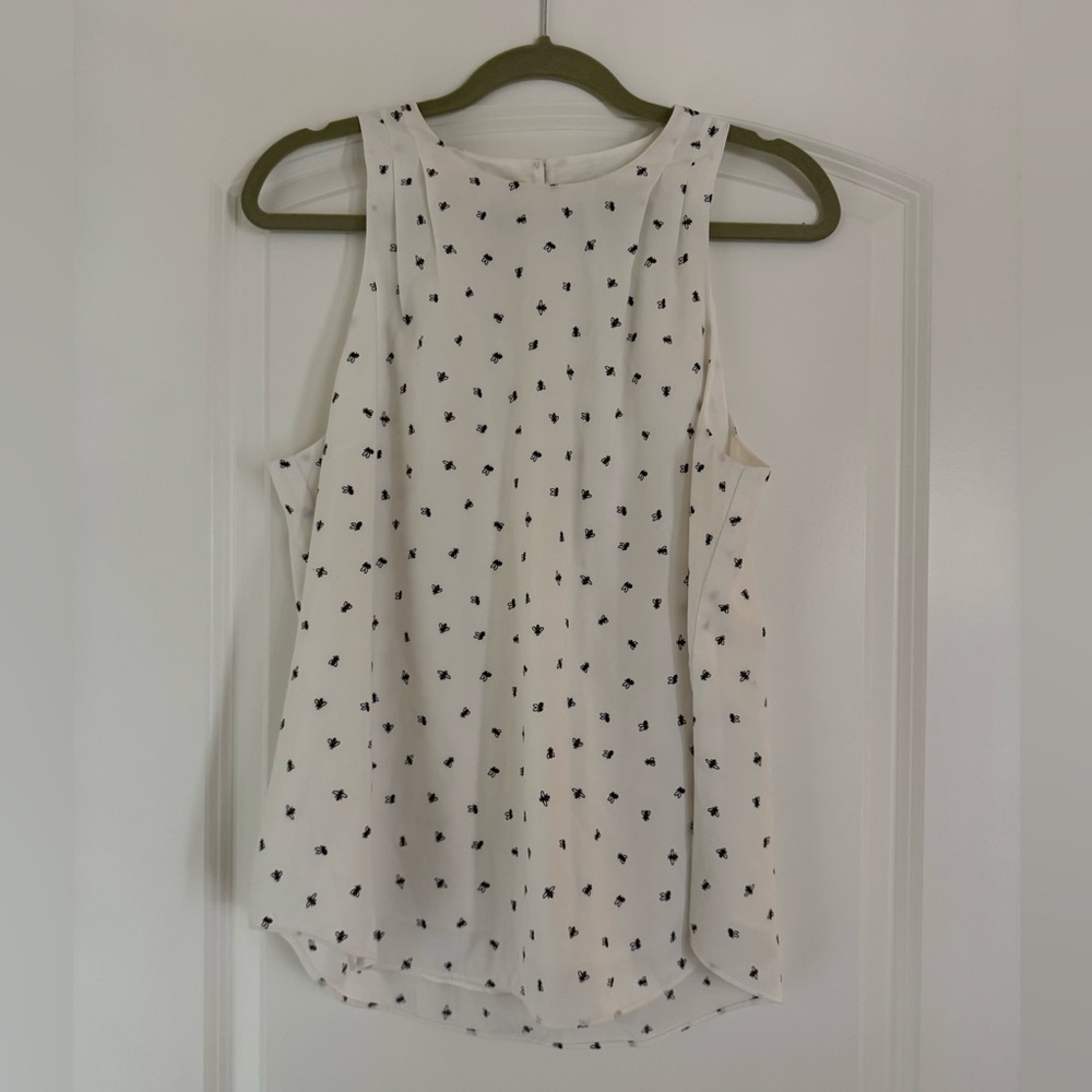 Banana Republic White Top with Black Dots